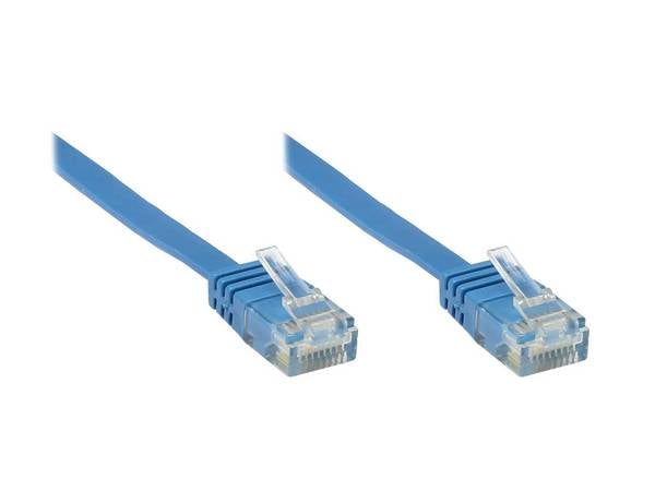 Good Connections® Patchkabel, Cat. 6, U/UTP, FLACHKABEL, blau, 0,5m
