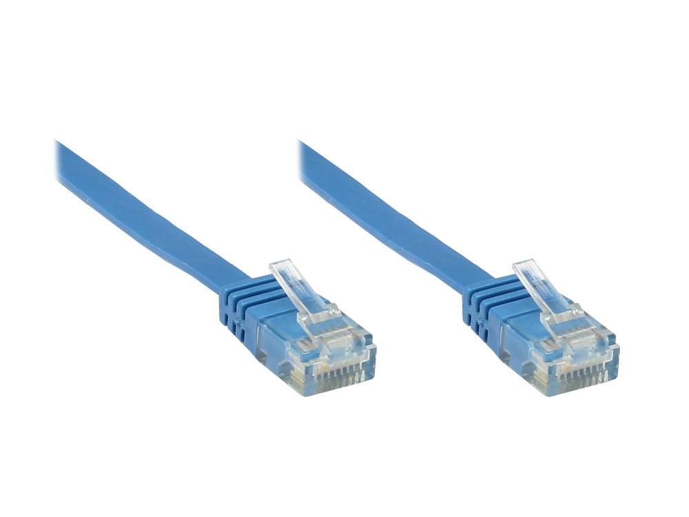 Good Connections® Patchkabel, Cat. 6, U/UTP, FLACHKABEL, blau, 0,5m-0
