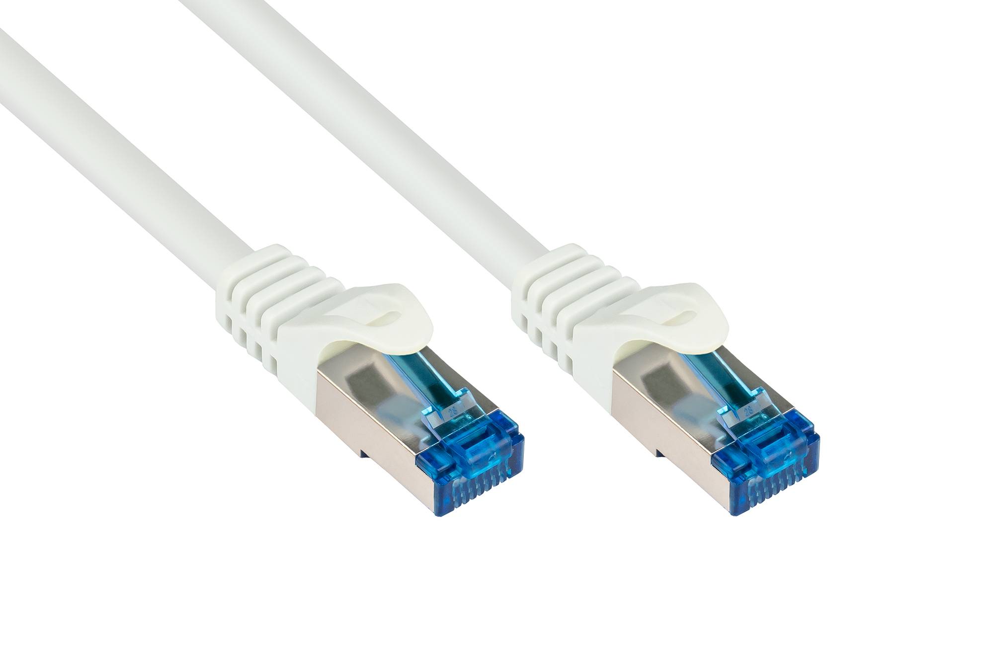 kabelmeister® Patchkabel, Cat. 6A, S/FTP, PiMF, halogenfrei, 500MHz, weiß, 0,5m-0