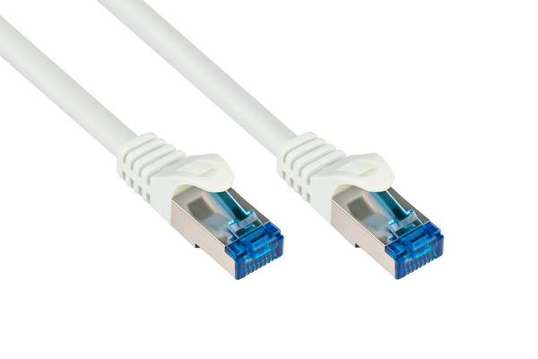 kabelmeister® Patchkabel, Cat. 6A, S/FTP, PiMF, halogenfrei, 500MHz, weiß, 0,25m