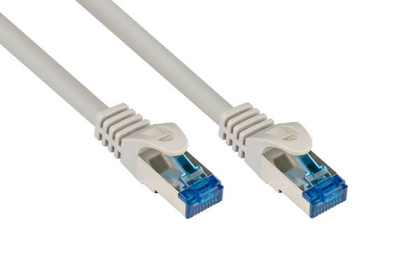 kabelmeister® Patchkabel, Cat. 6A, S/FTP, PiMF, halogenfrei, 500MHz, grau, 1m