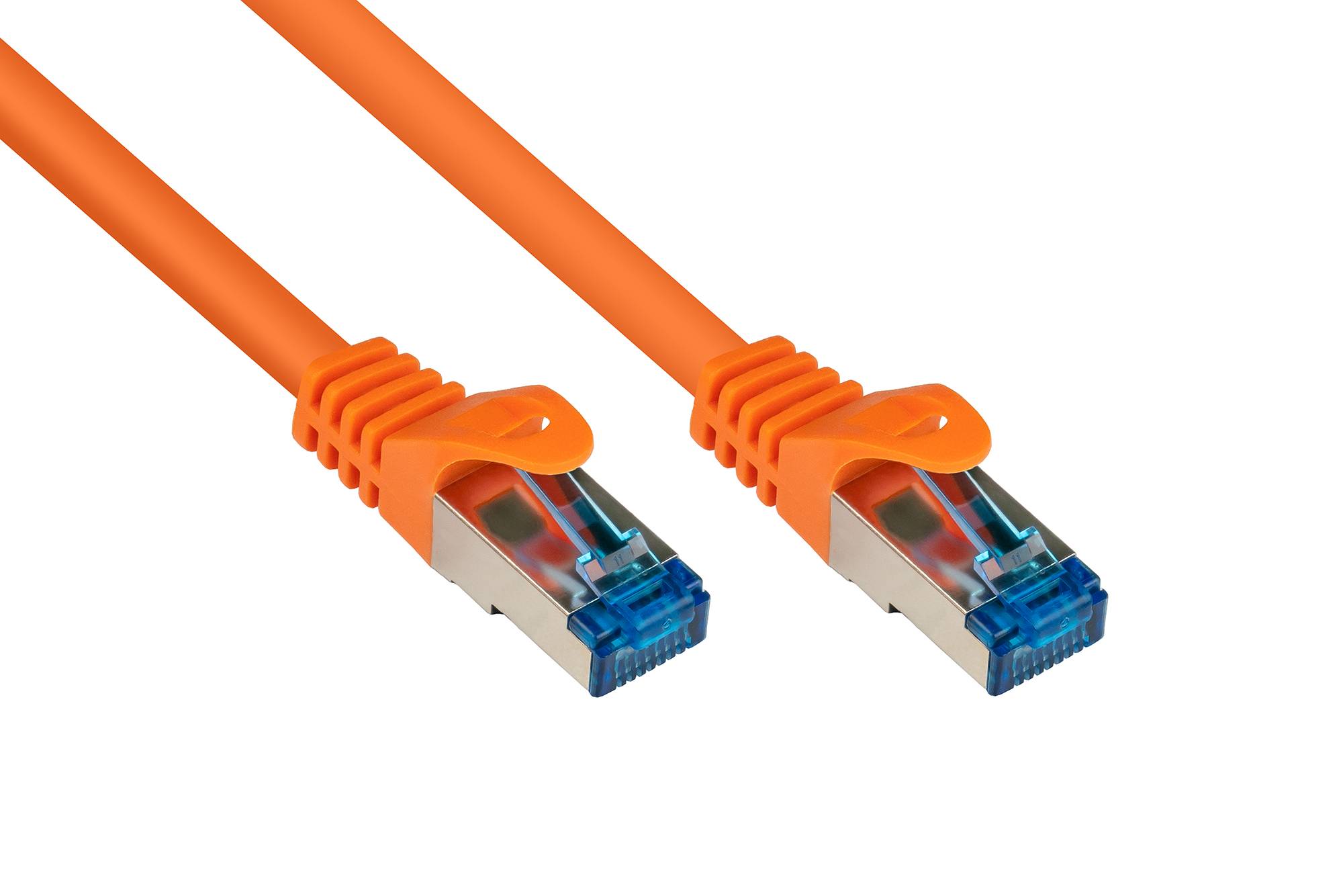 RNS® Patchkabel mit Rastnasenschutz, Cat. 6A, S/FTP, PIMF, halogenfrei, 500MHz, orange, 10m, Good Connections®-0