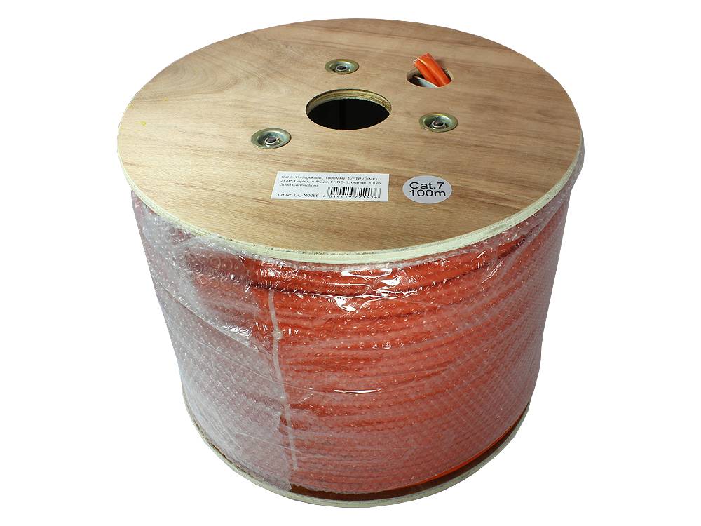 Good Connections® Verlegekabel Cat. 7 S/FTP PiMF 1000MHz Duplex, AWG23, FRNC-B, orange, 100m-1