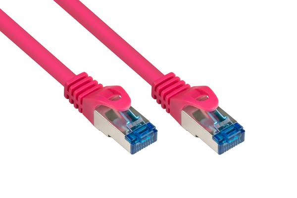 RNS® Patchkabel mit Rastnasenschutz, Cat. 6A, S/FTP, PiMF, halogenfrei, 500MHz, magenta, 15m, Good Connections®