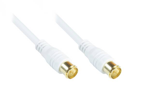 Good Connections® F-Quick SAT Antennenkabel, F-Quick Stecker beidseitig (vergoldet), 2x geschirmt, weiß, 1,5m