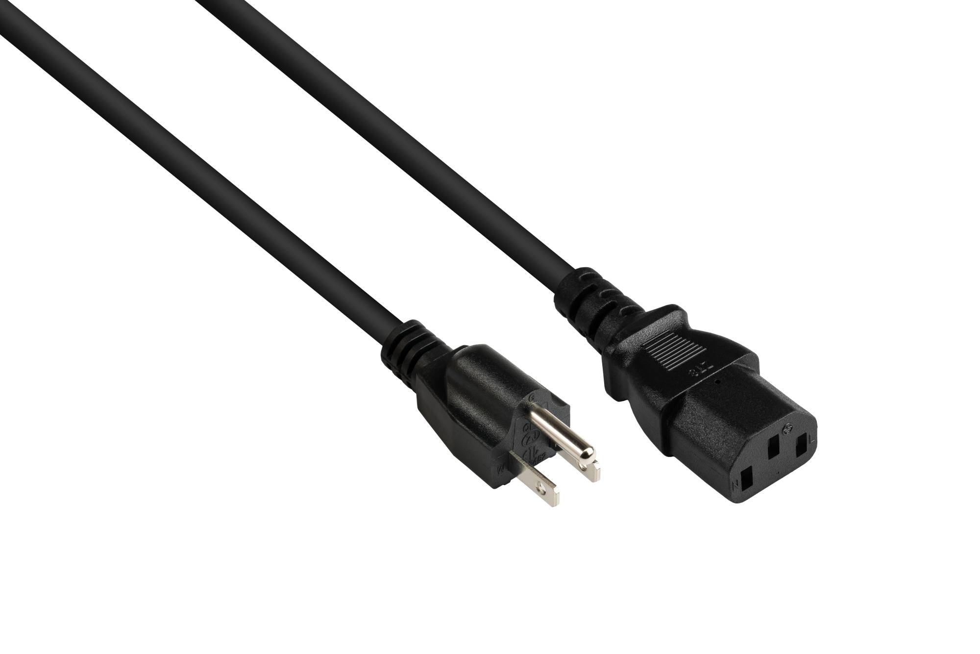 Kabelmeister® Netzkabel Amerika/USA Netz-Stecker Typ B (NEMA 5-15P) an C13 (gerade), UL, schwarz, AWG18, 5 m-0