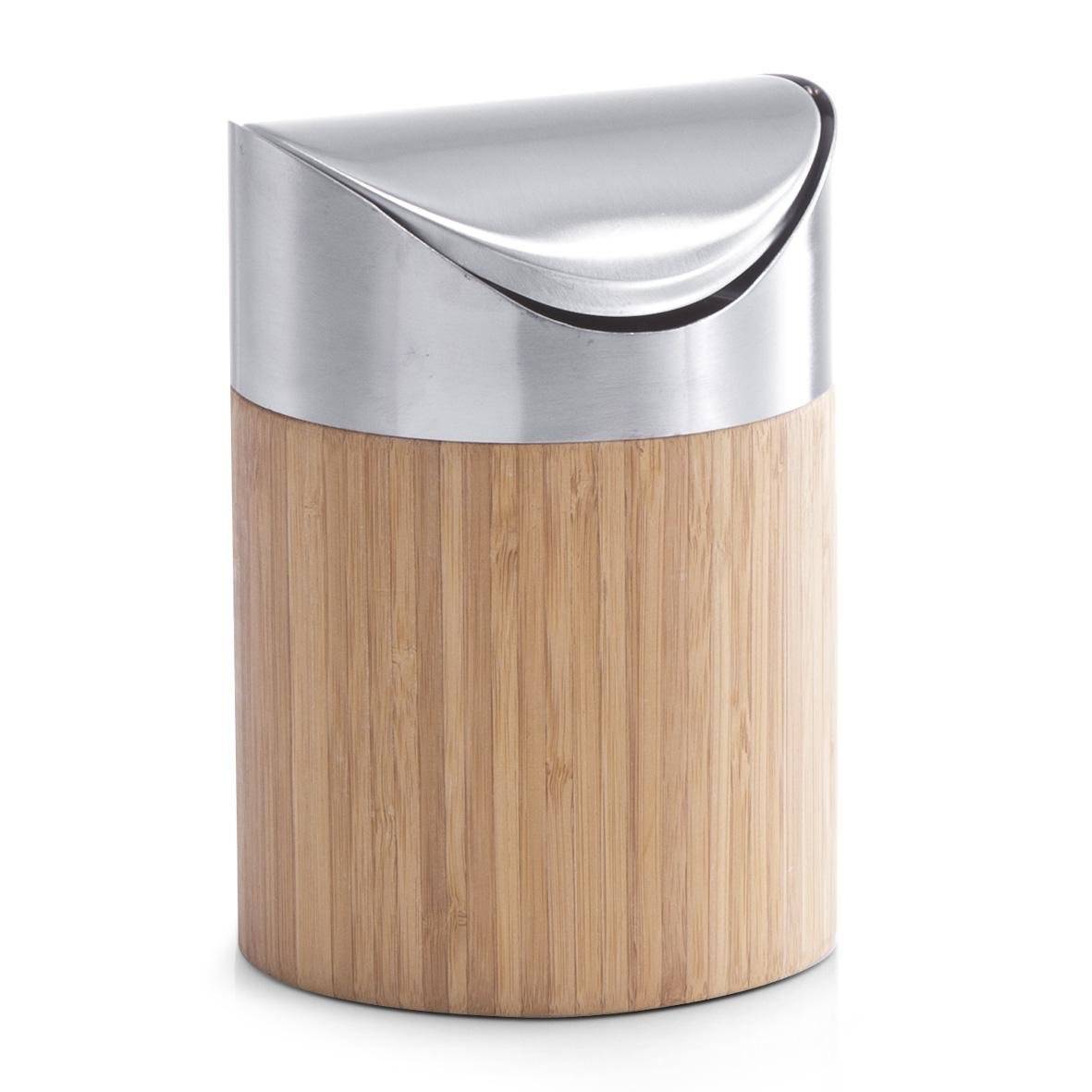 Tischabfalleimer, Bambus/Edelstahl ca. Ø 12 x 17 cm-2
