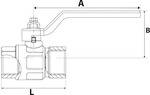 RIEGLER Kugelhahn »valve line«, Handhebel blau, Messing vernickelt, IG/IG, G 1 1/2, DN 40, Betriebstemp. -20 °C bis 120-1