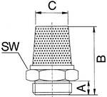 RIEGLER Sinterbronce-Schalldämpfer, Messing Gewinde/Sechskant, G 1/4, SW 15 mm, Betriebsdruck 0 - 8 bar, Betriebstemp. --1
