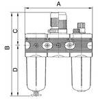 RIEGLER Wartungseinheit 3-tlg. »multifix« mit Polycarbonatbehälter, BG 3, G 1/2, Eingangsdruck max. 16 bar, Regelbereich-1