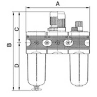 RIEGLER Wartungseinheit 3-tlg. »multifix« mit Polycarbonatbehälter, BG 3, G 1/2, Eingangsdruck max. 16 bar, Regelbereich-1