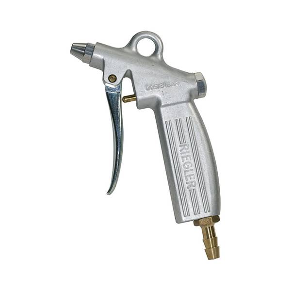 RIEGLER Dosierbare Blaspistole, Standarddüse Bohrung 1,5 mm, Alu-Druckguss vernickelt, Temp. -10 °C bis 50 °C, PN max. 1
