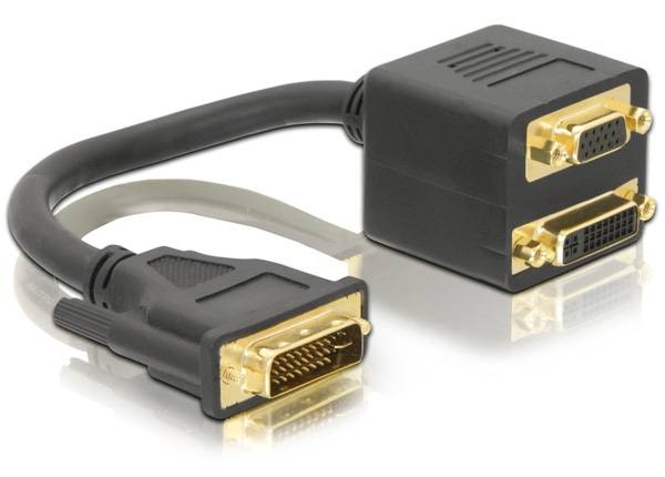 Delock VGA-Adapter - DVI-I (M) zu HD-15 (VGA) - DVI-I (W) - 20 cm-1