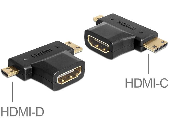 Delock - HDMI Splitter - HDMI weiblich zu 19 pin mini HDMI Type C, 19 pin micro HDMI Type D männlich-1