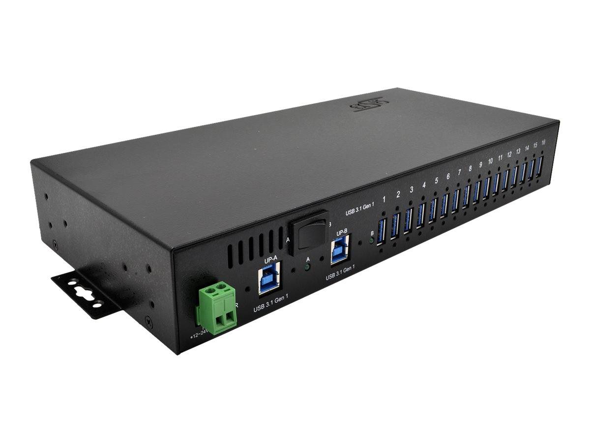 EXSYS EX-1116HMVS 16 Port USB 3.2 Gen1 HUB inkl. Din-Rail Kit Surge Protection-2