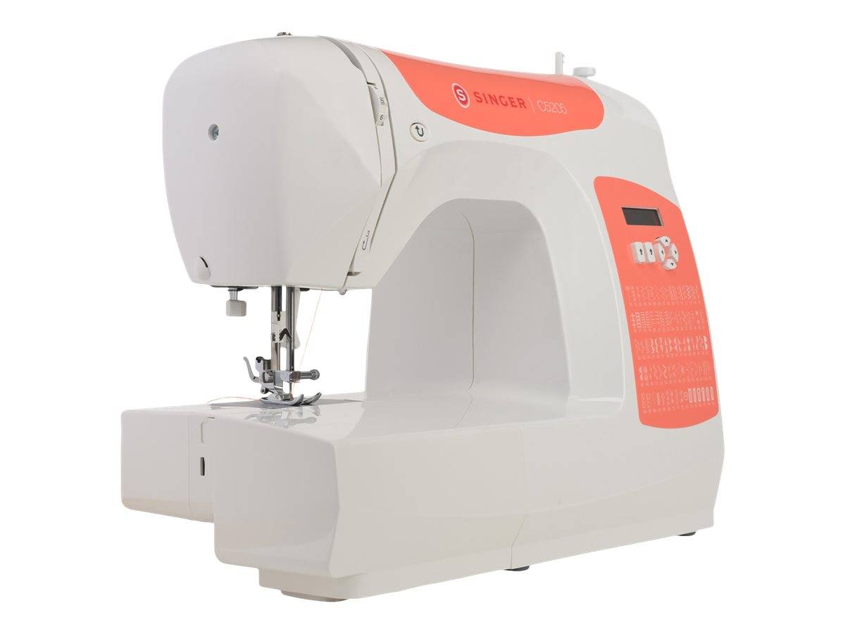 Singer Freiarmnähmaschine C5205 LED-Licht, mit Display, mit Anschiebetisch Weiß, Rot-4