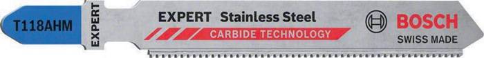 Stichsägeblatt Stainless Steel T 118 AHM Gesamt-L.83mm Zahnt.1,1mm 3 St./Karte