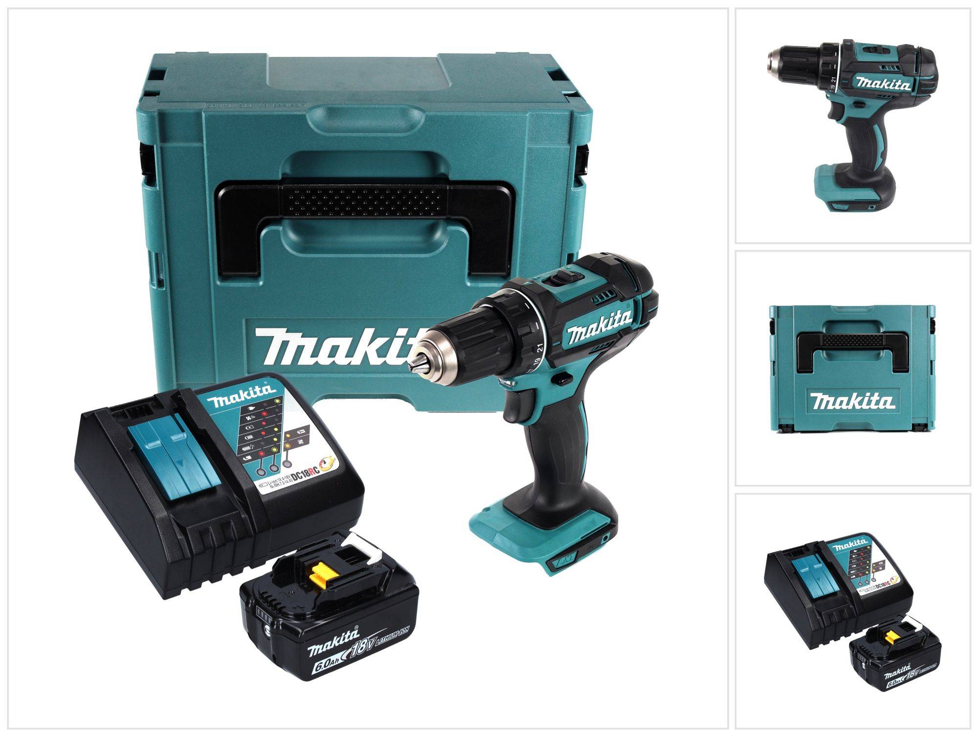 Makita DDF 482 RG1J Akku Bohrschrauber 18 V 62 Nm + 1x Akku 6,0 Ah + Ladegerät + Makpac-0