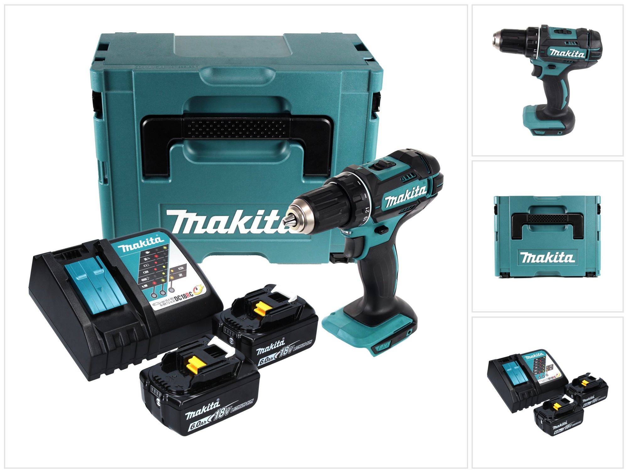 Makita DDF 482 RGJ Akku Bohrschrauber 18 V 62 Nm + 2x Akku 6,0 Ah + Ladegerät + Makpac-0