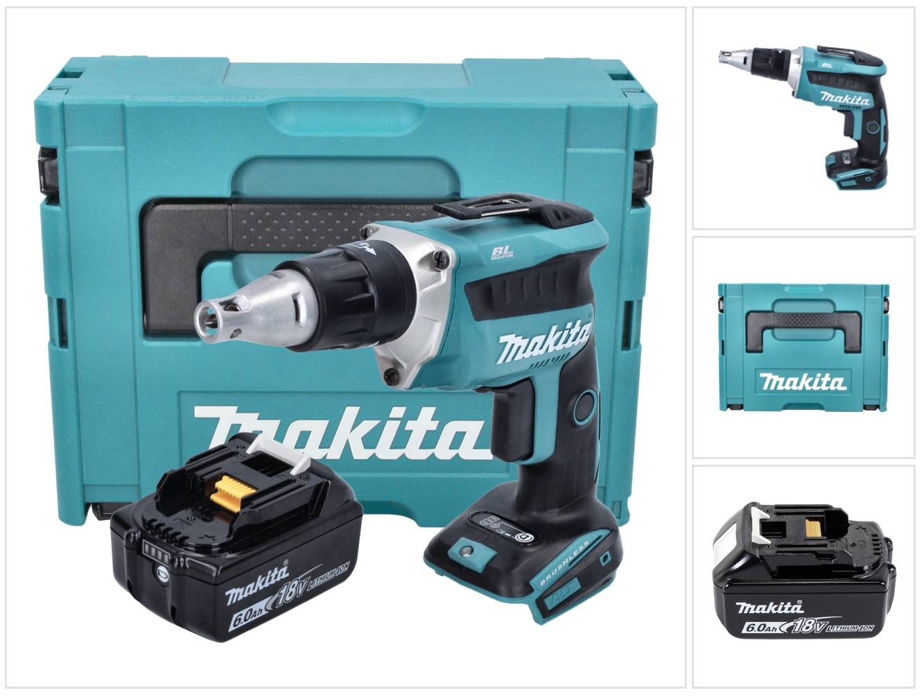 Makita DFS 452 G1J Akku Schnellbauschrauber 18 V Brushless + 1x Akku 6,0 Ah + Makpac - ohne Ladegerät-0