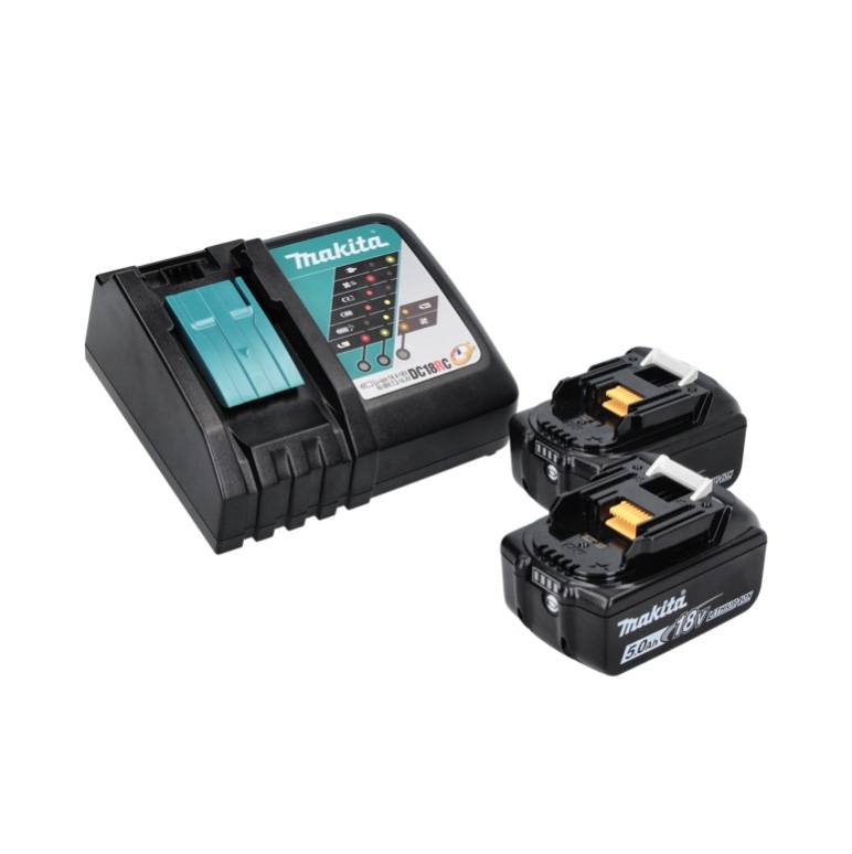 Makita DHP 487 RTJ Akku Schlagbohrschrauber 18 V 40 Nm Brushless + 2x Akku 5,0 Ah + Ladegerät + Makpac-4
