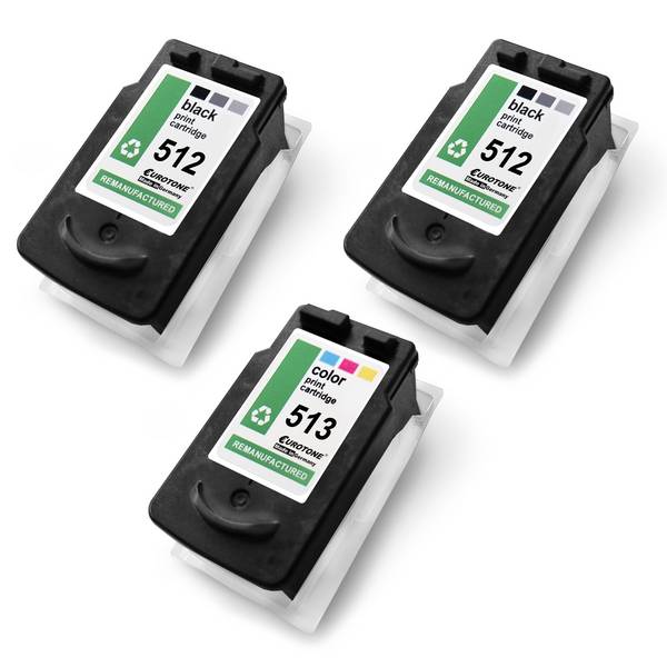 Eurotone 3 Tintenpatronen ersetzt Canon CL513 2971B001 PG512 2969B001