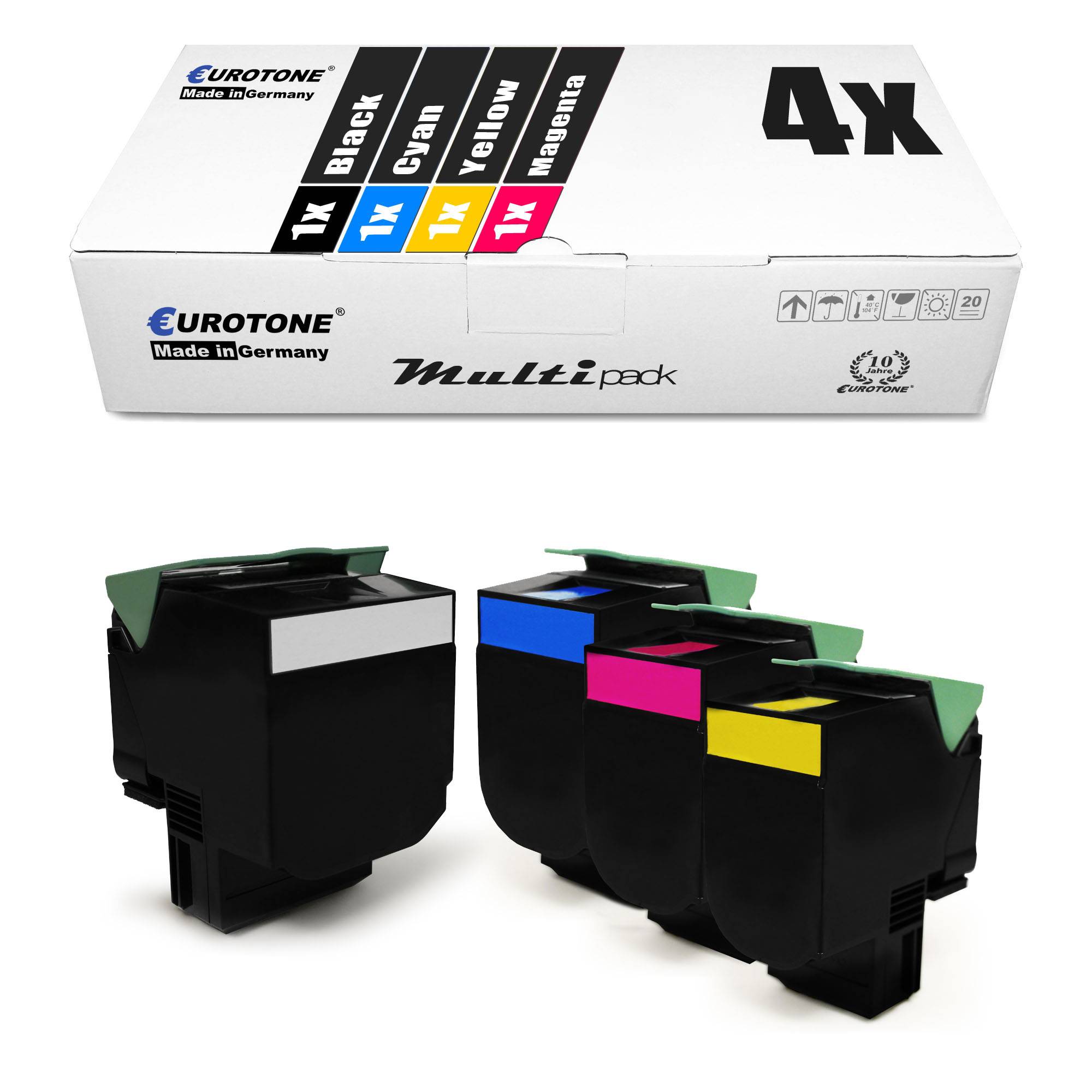 Eurotone 4 Lasertoner ersetzt Lexmark 802SK 802SC 802SM 802SY-0