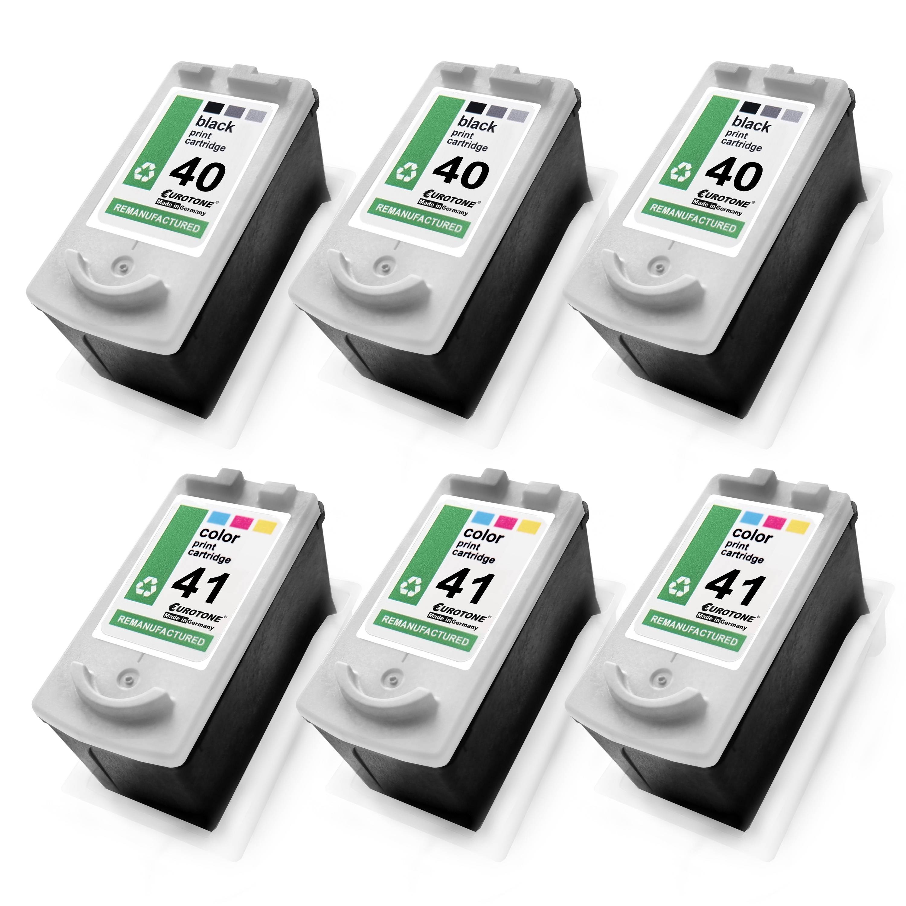 Eurotone 6 Tintenpatronen ersetzt Canon CL41 0617B001 PG40 0615B001-0