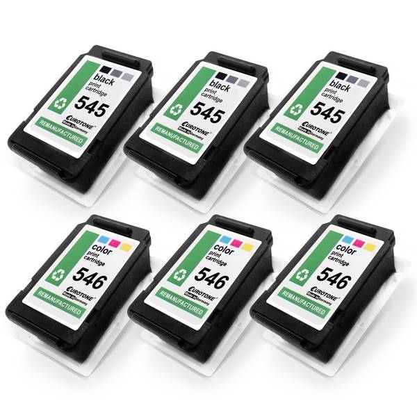 Eurotone 6 Tintenpatronen ersetzt Canon CL546XL 8288B001 PG545XL 8286B001