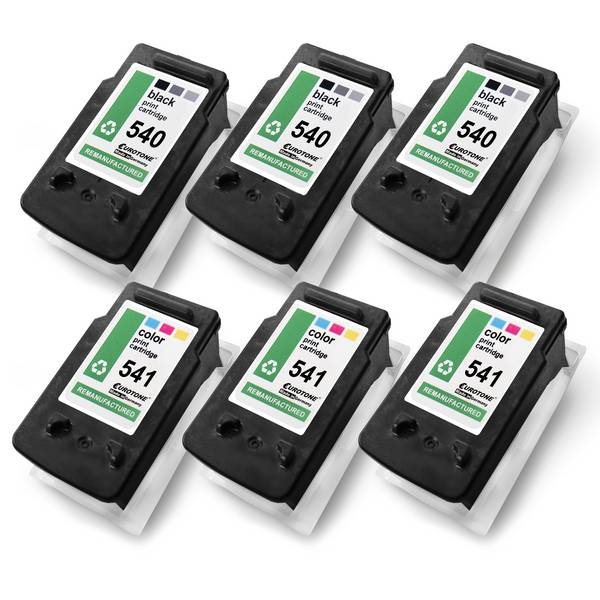 Eurotone 6 Tintenpatronen ersetzt Canon CL541XL 5226B005 PG540XL 5222B005