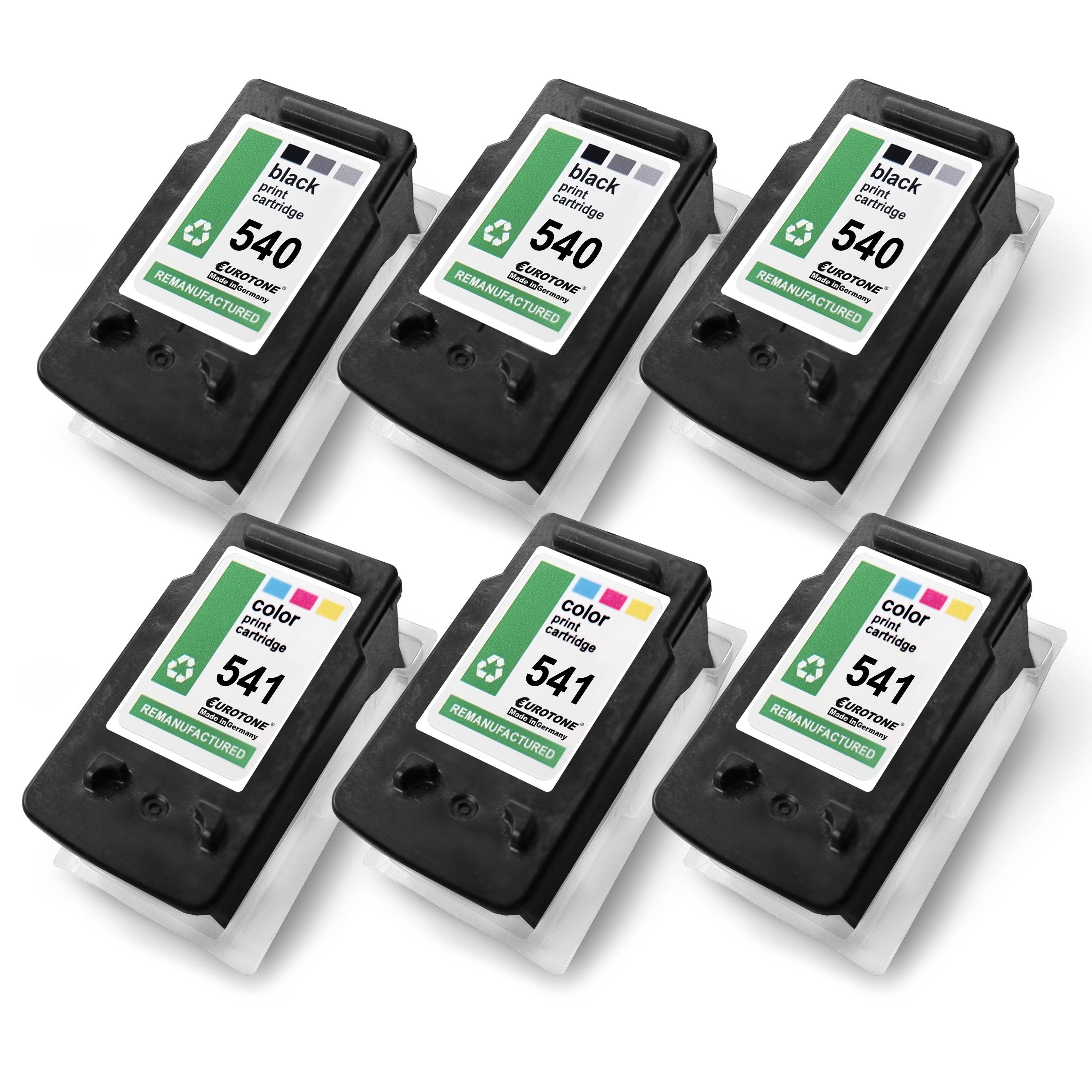 Eurotone 6 Tintenpatronen ersetzt Canon CL541XL 5226B005 PG540XL 5222B005-0