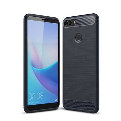 Huawei Y9 (2018) Handyhülle Carbon Optik Backcover Blau