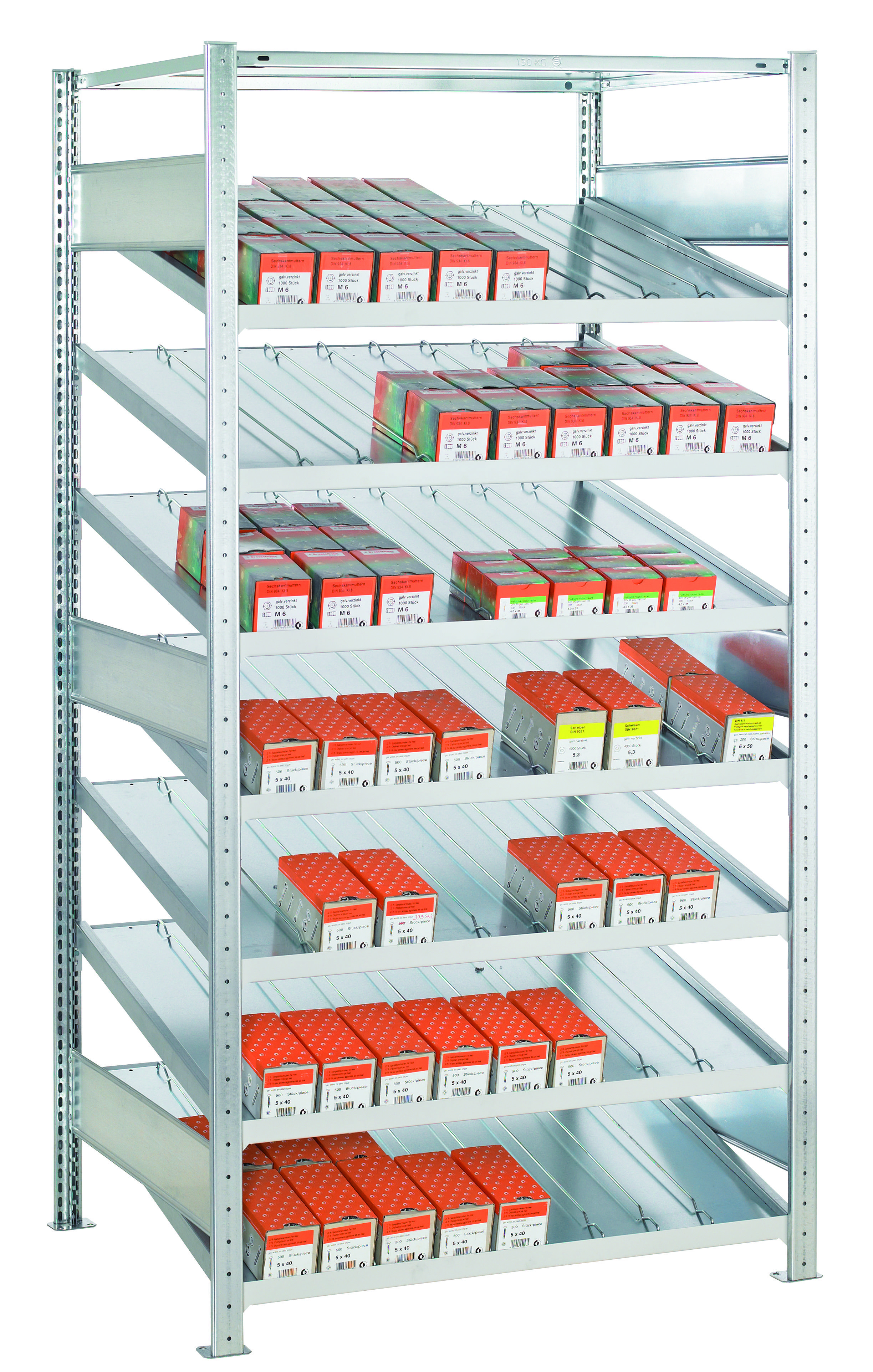 SCHULTE Lagertechnik Kanban.GR. 2000x1000x500 mm, mit - Trenn-und Seitenführung, 8 Böden-0