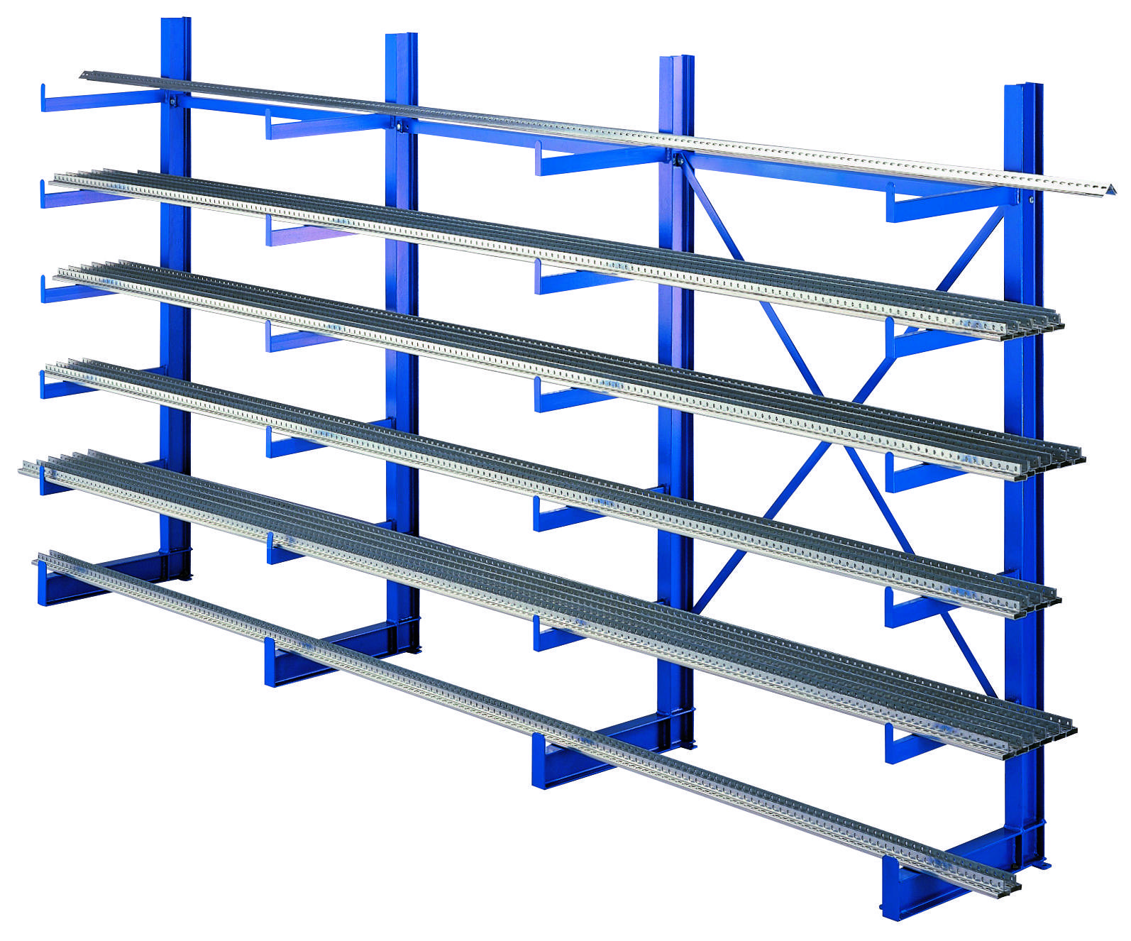 Kragarmregal K1000 B5000xT500xH2000 mm blau Tragkraft 6000kg gesamt - Artikel: 7830493464-0