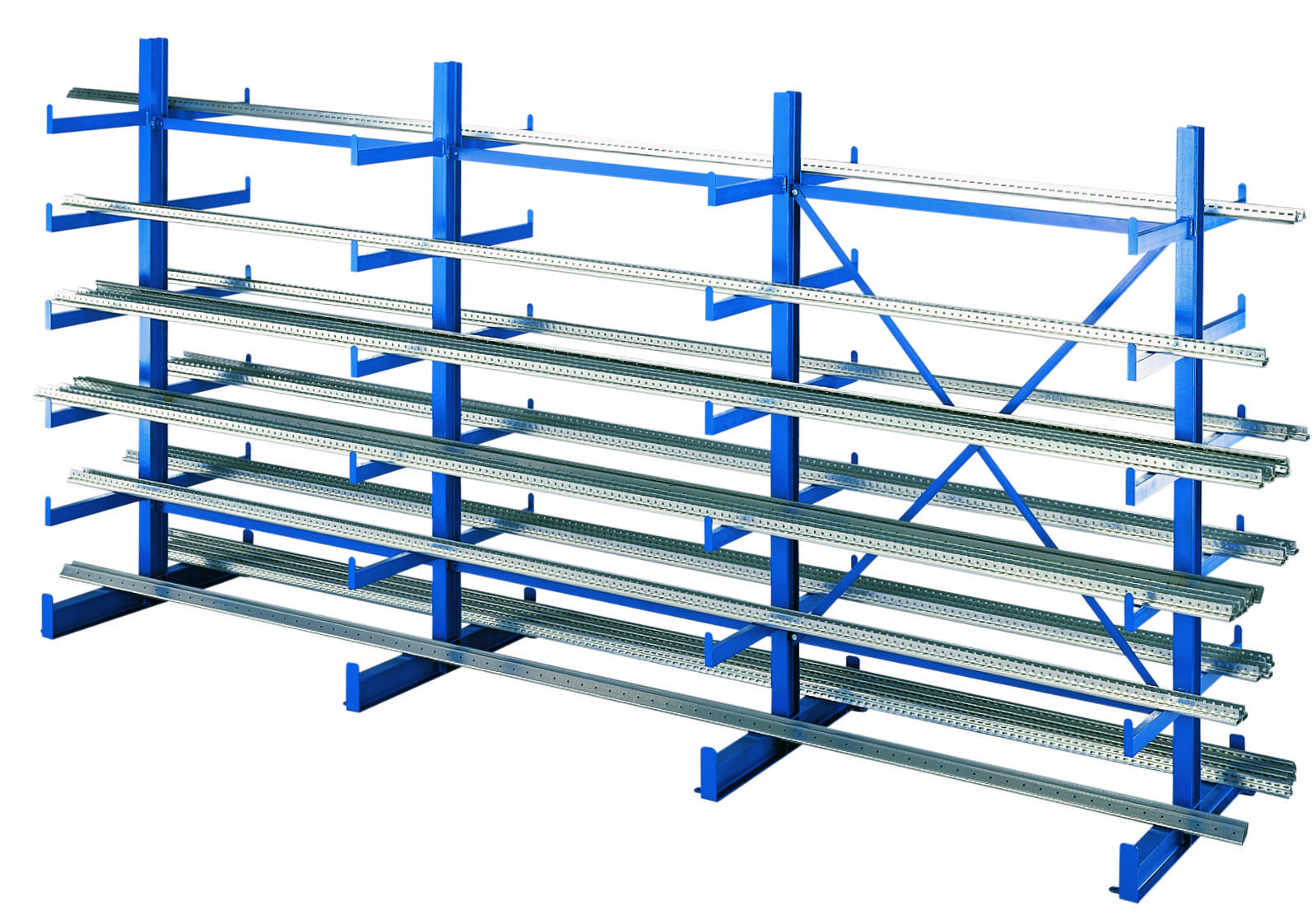 Kragarmregal K1000 B2500xT2x500xH2000 mm blau Tragkraft 3600kg je Seite - Artikel: 7830493468-0