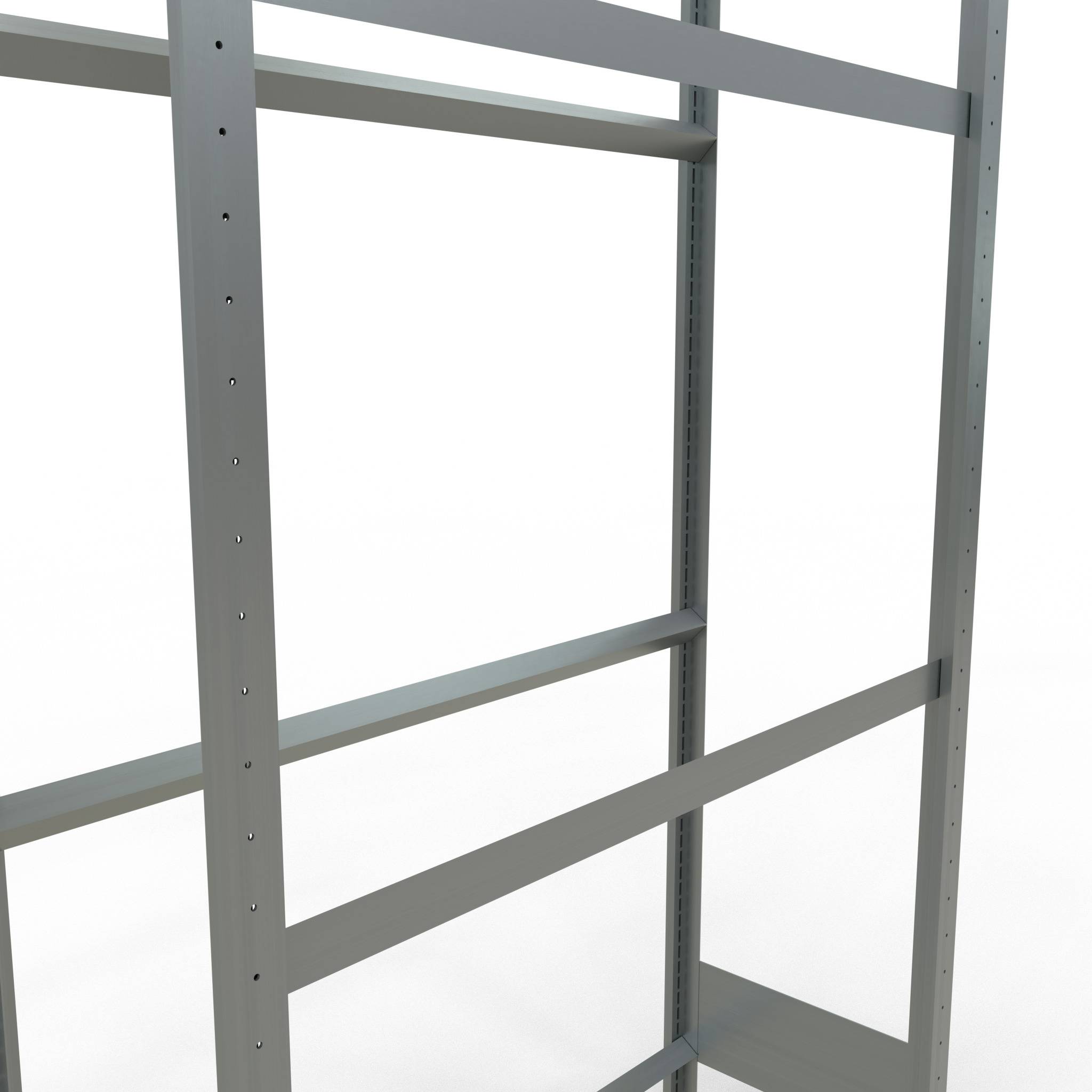 Rädergrundregal 2000x1050x400 mm - 3 Ebenen á 1050 mm, verzinkt-3