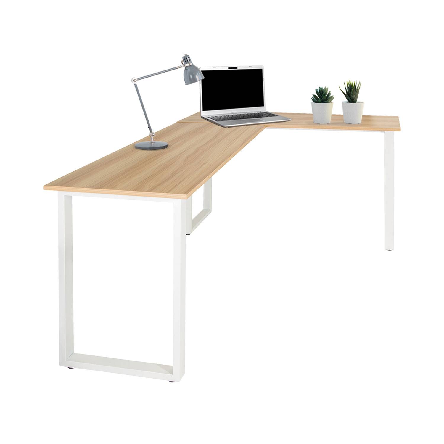 Eckschreibtisch Schreibtisch Computertisch WORKSPACE BASIC I 165 x 120 cm eiche hell weiß hjh