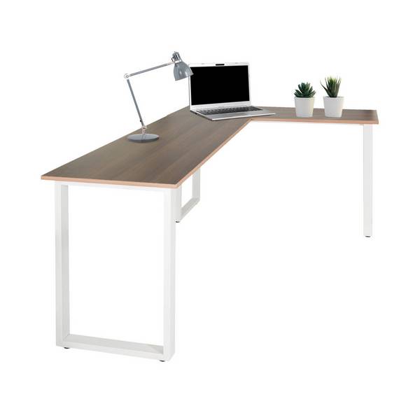 Eckschreibtisch Schreibtisch Computertisch WORKSPACE BASIC I 165 x 120 cm walnuss weiß hjh OFF