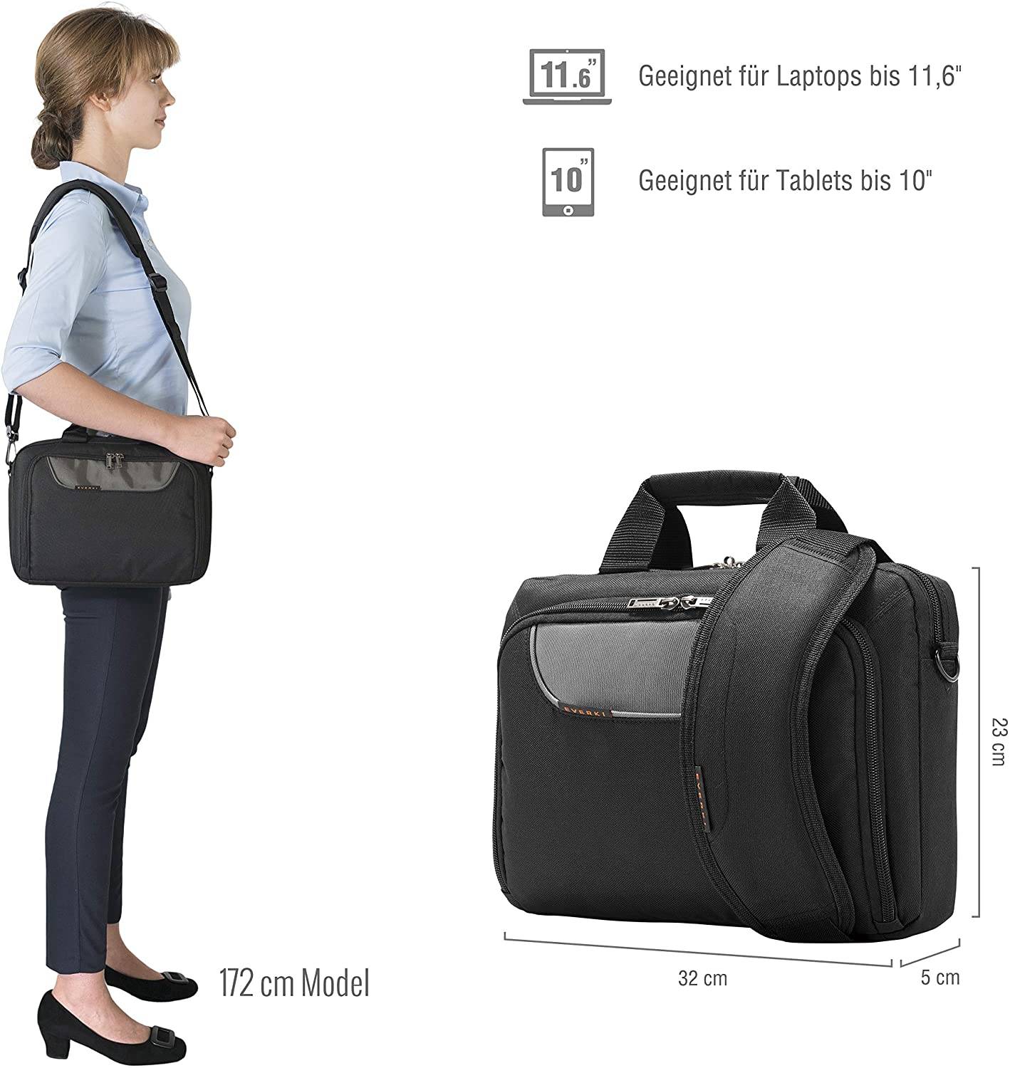 EVERKI 95996 Laptoptasche 11 Zoll Notebook Advance EKB407NCH11 Businesstasche viele Fächer Notebooktasche Laptop 6 l-1