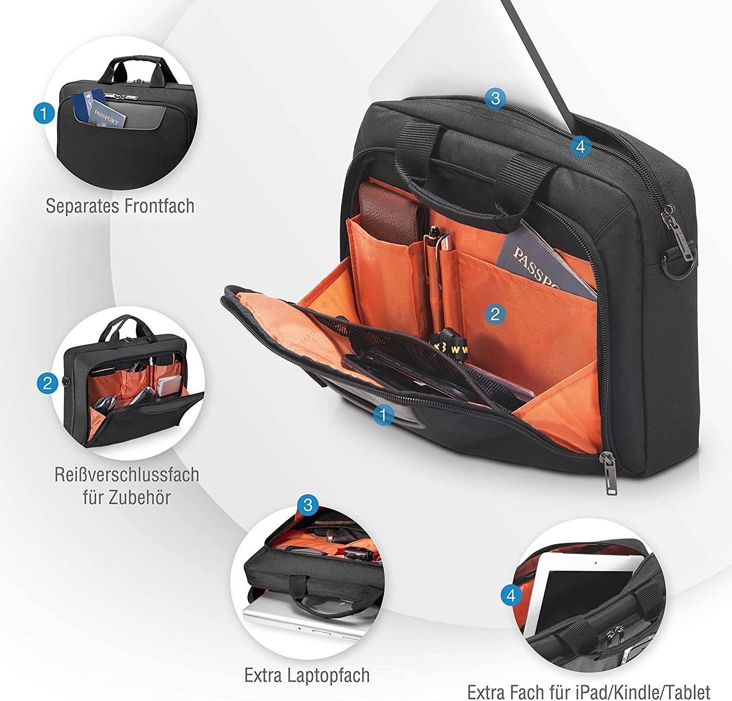 EVERKI 95996 Laptoptasche 11 Zoll Notebook Advance EKB407NCH11 Businesstasche viele Fächer Notebooktasche Laptop 6 l-2