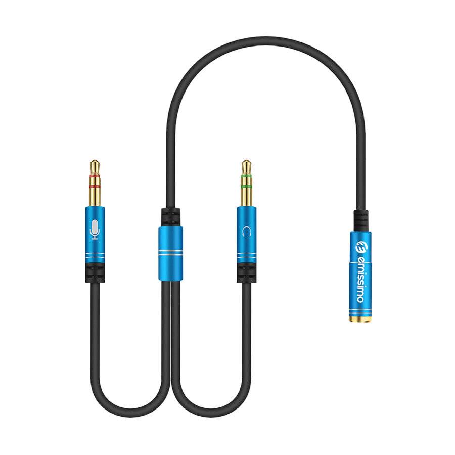emissimo Adapterkabel Headset Audio Splitter Y-Adapter [1x3.5mm Klinkenbuchse auf 2x Klinkenstecker]-0