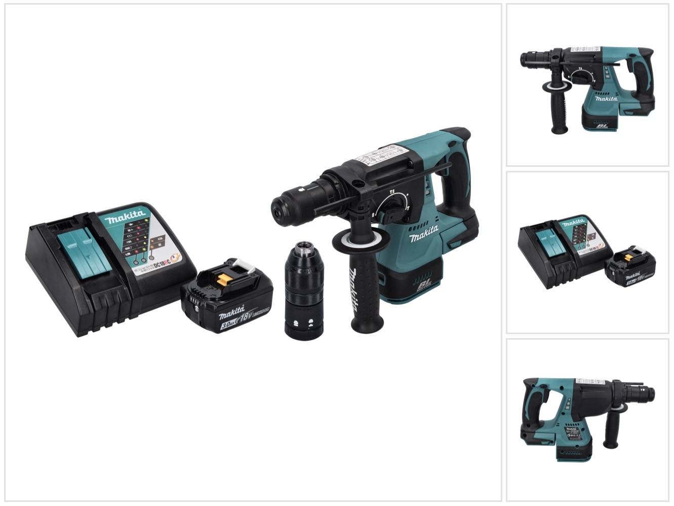 Makita DHR 243 RF1 Akku Bohrhammer 18 V SDS plus Brushless + 1x Akku 3,0 Ah + Ladegerät-0
