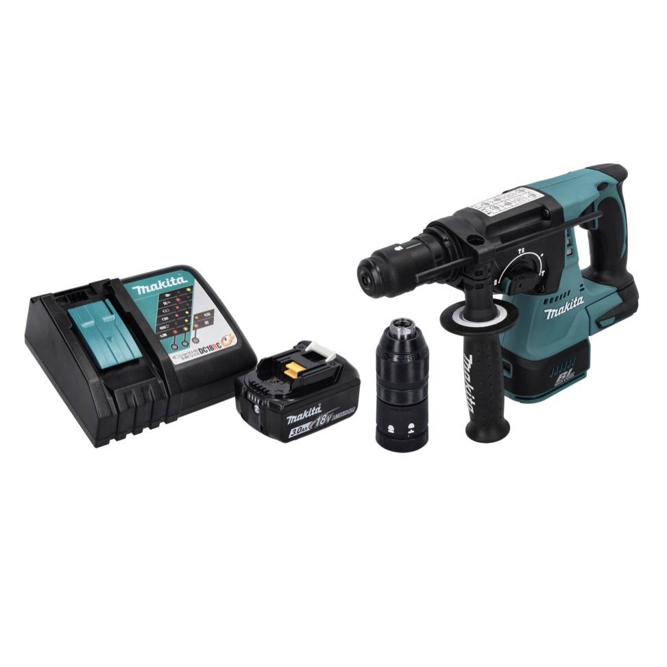 Makita DHR 243 RF1 Akku Bohrhammer 18 V SDS plus Brushless + 1x Akku 3,0 Ah + Ladegerät-1