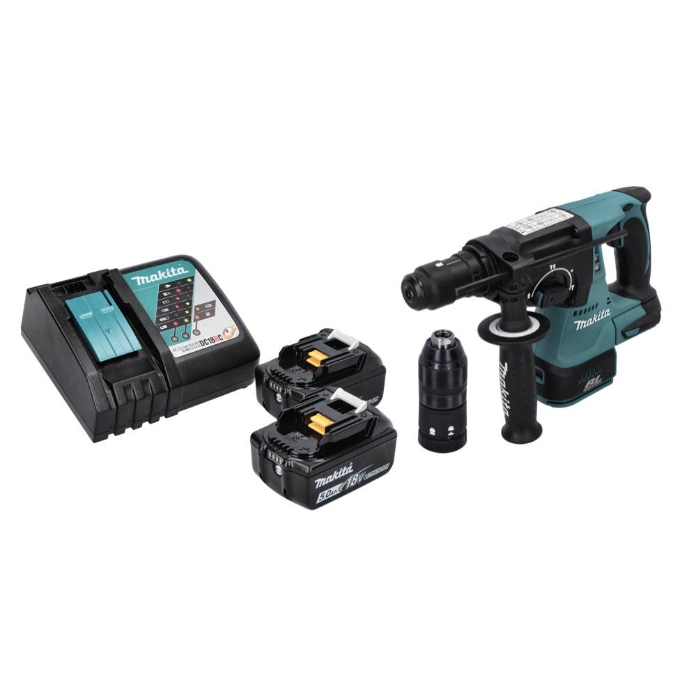 Makita DHR 243 RT Akku Bohrhammer 18 V SDS plus Brushless + 2x Akku 5,0 Ah + Ladegerät-1