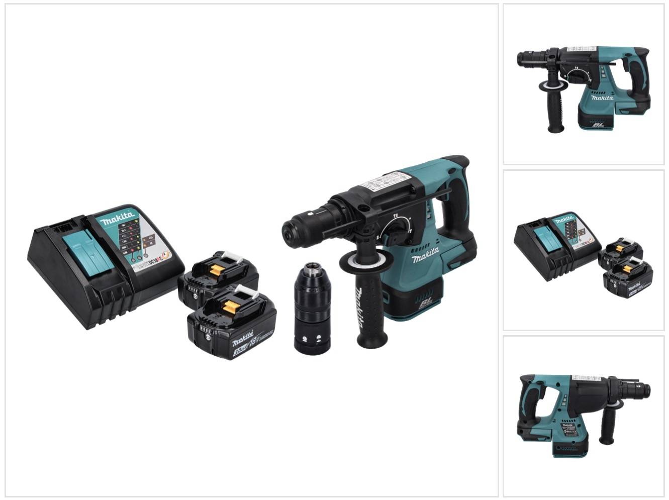 Makita DHR 243 RF Akku Bohrhammer 18 V SDS plus Brushless + 2x Akku 3,0 Ah + Ladegerät-0