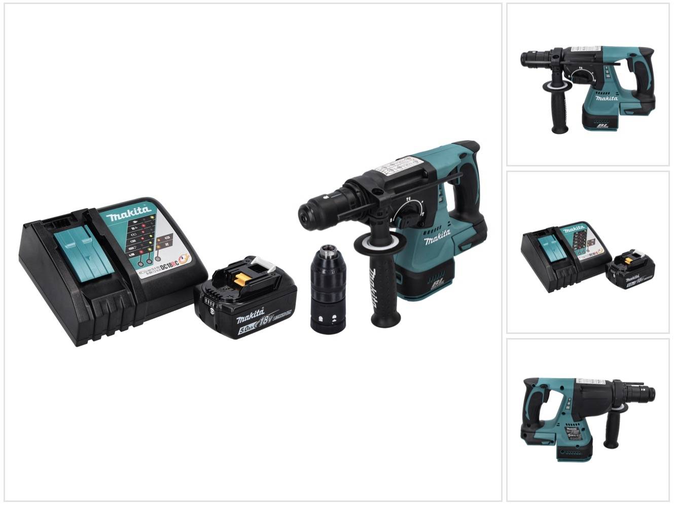Makita DHR 243 RT1 Akku Bohrhammer 18 V SDS plus Brushless + 1x Akku 5,0 Ah + Ladegerät-0