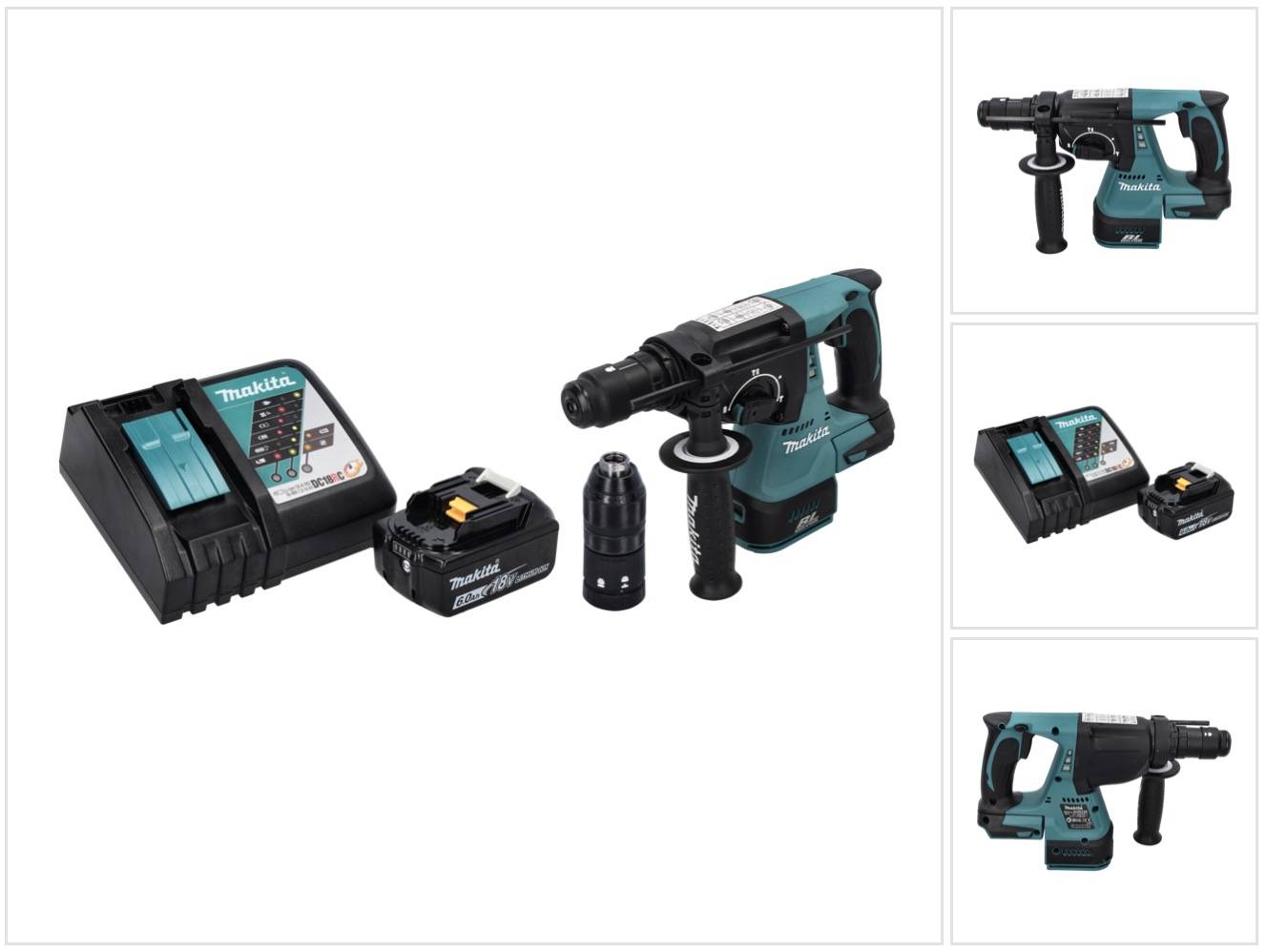 Makita DHR 243 RG1 Akku Bohrhammer 18 V SDS plus Brushless + 1x Akku 6,0 Ah + Ladegerät-0
