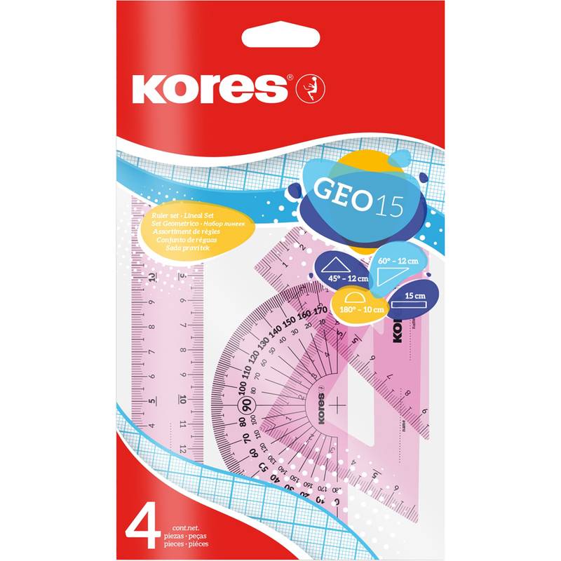 Kores Geometrie-Set GEO15, 4-teilig, farbig sortiert-0