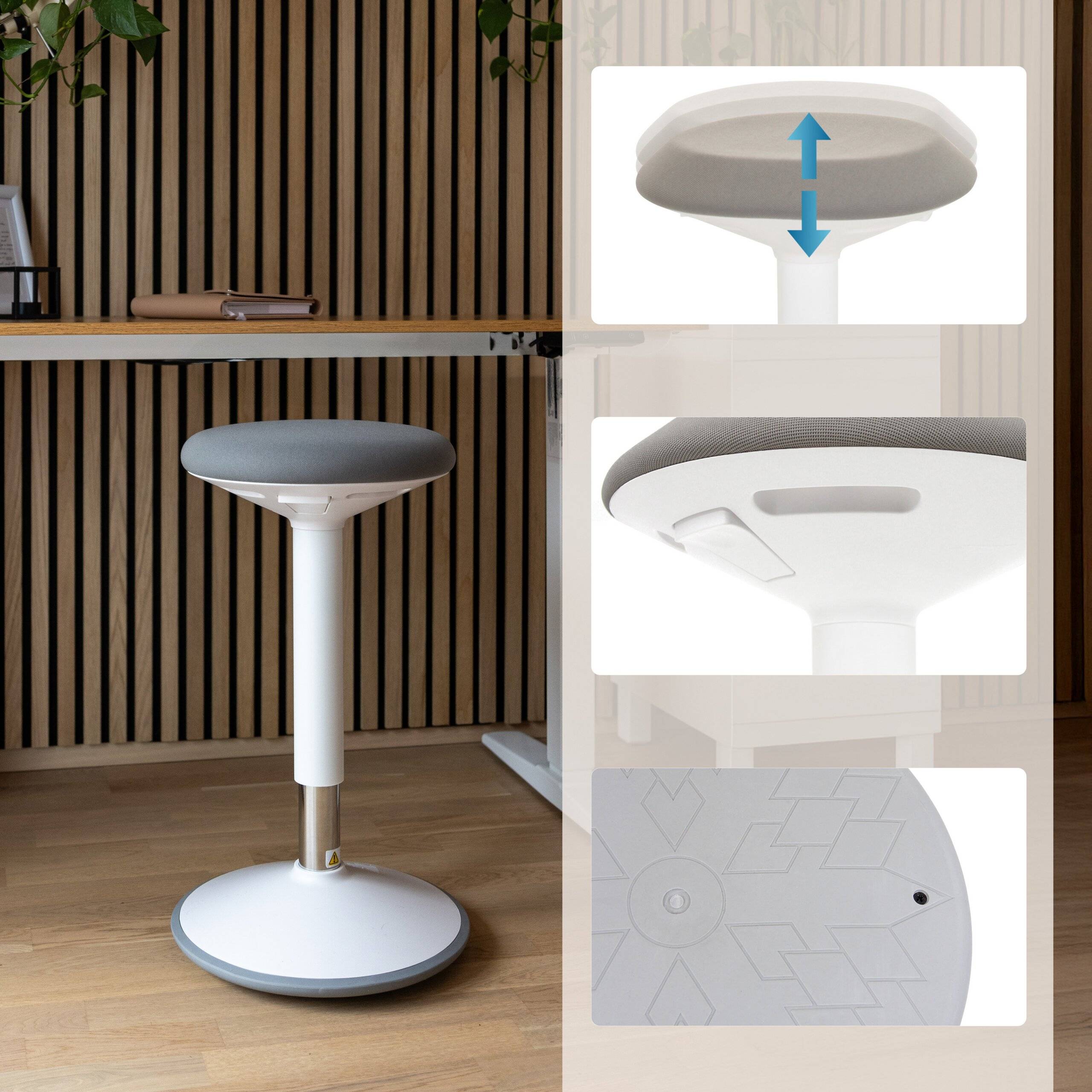 Stehhocker Stehhilfe BALANCE SIT III W Stoff weiß grau hjh OFFICE-3