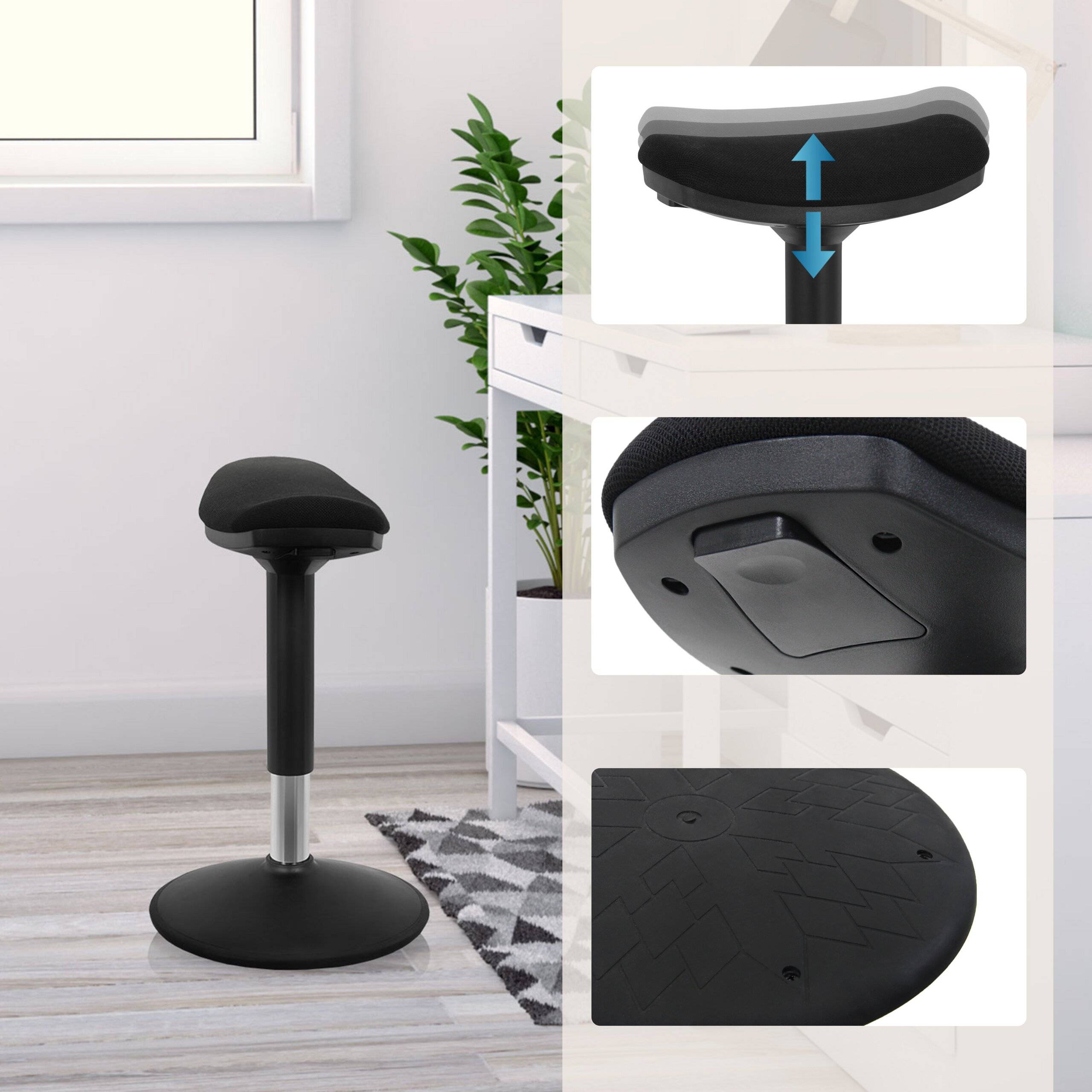 Stehhocker Stehhilfe BALANCE SIT I B Stoff schwarz hjh OFFICE-3